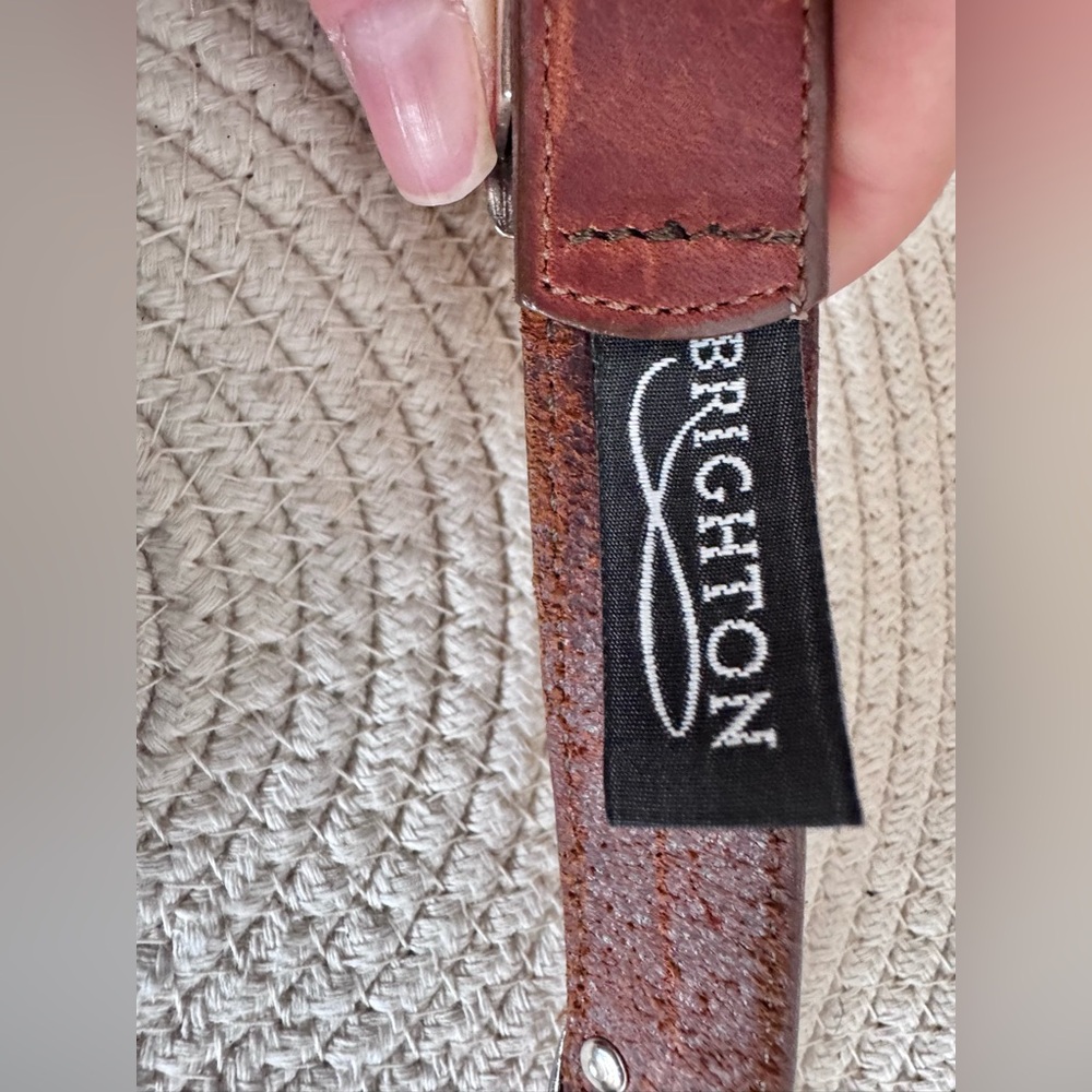 BRIGHTON vintage multicolor belt western style floral carved silver - Picture 7 of 7
